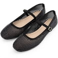 thumbnail image 3 of BLISSFUL STEP Women's Back to School Shoes Round Toe Rhinestone Breathable Mesh Ballet Flats Pumps Black 6, 3 of 7