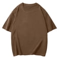 thumbnail image 4 of NinXxx Men's Fashion Short Sleeve Oversize Solid Casual Tee Brown XXXL, 4 of 4