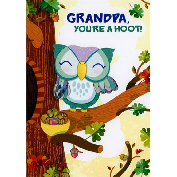 Designer Greetings Owl On Branch Juvenile Grandparent's Day Card for Grandpa