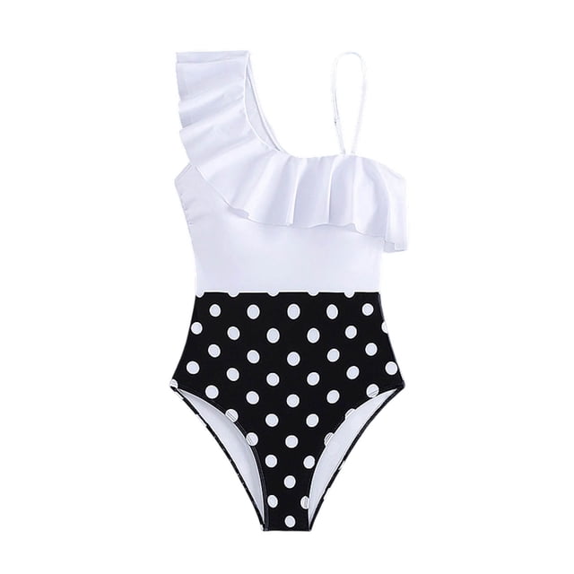 baikeli One Shoulder One Piece Swimsuit for Women Solid Tummy Control Bathing Suits Modest Full Coverage Double Straps Swimwear Beachwear White,M