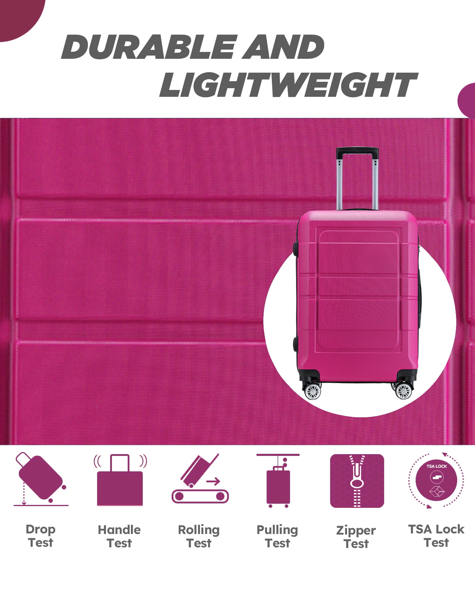 GOWELL Hardshell Luggage Sets for Women,3 Piece Luggage Sets with Spinner Wheels,Travel Suitcases with Wheels,Lightweight ABS/PC and Code Lock 20in Carry On 24in 28inch Checked Luggage