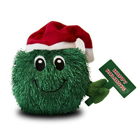 Happy Holidays Smiley Plush Toy with Santa Hat, Green