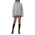 thumbnail image 3 of Sedceaty Women Stand Collar Quilted Jackets, Long Sleeve Solid Color Full Zip Padded Jackets, 3 of 9