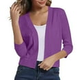 thumbnail image 6 of Ounisa Women's Lightweight Cardigan Cropped 3/4 Sleeve Shrug Thin Open Front Sheer Bolero for Dresses, 6 of 7