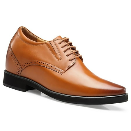 

CMR CHAMARIPA Dress Shoes Mens Height Increasing Elevator Shoes Brown Hidden Heel Shoes For Men 3.94 Taller