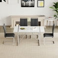 thumbnail image 5 of NYEESS 5-Piece 55" White Dining Table Set with 4 Black Chairs, High Gloss MDF Top, Modern Style for Dining Room or Kitchen, 5 of 9