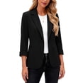 thumbnail image 6 of Zpanxa Womens Winter Jackets Three Quarter Sleeve Button Front Flared Jacket Solid Color Casual Lightweight Versatile with Pockets, 6 of 6