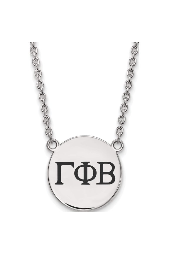 Sterling Silver S. Rh-Plated Logoart Gamma Phi Beta Large Enl Pend With Necklace (18 X 19) Made In United States ss017gpb-18
