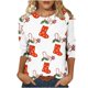thumbnail image 1 of Camiseta suelta estampada a la moda para mujer, blusa de mangas 3/4, cuello redondo, camisetas informales Pompotops  FGAJ12236, 1 of 5