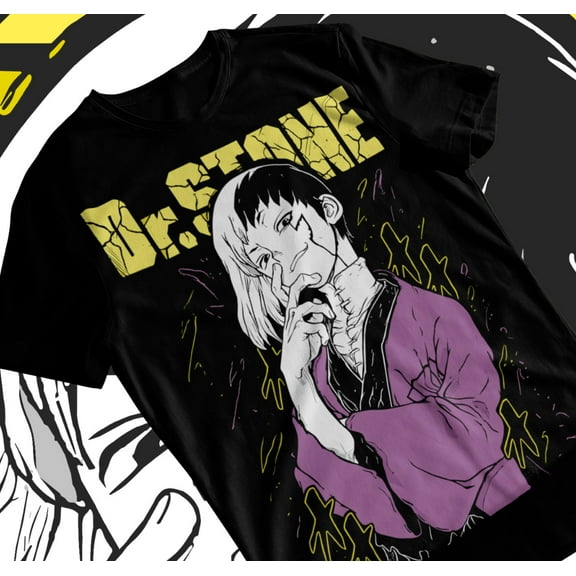 Gen Asagiri T-Shirt Dr.Stone Ryusui Senku Asagiri Seiyuu Black Shirt Soft Tee