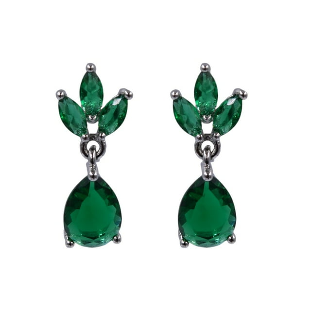 Aretes De Zirconia Con Diseño De Flor Y Gota