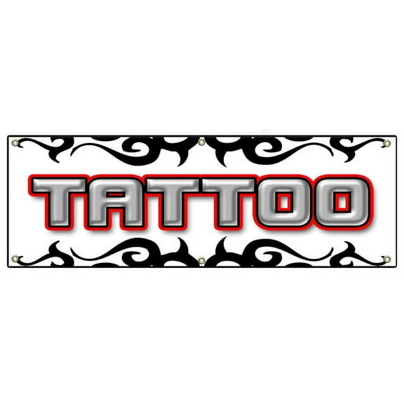 72" TATTOO 1 BANNER SIGN shop artist sigsn body art gun