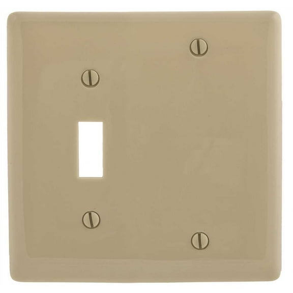 HUBBELL WIRING P113I 2-Gang Ivory Toggle and Blank Wall Plate