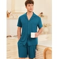 thumbnail image 4 of EKOUAER Mens Pajamas Set Short Sleeve Sleepwear Button Down Soft Loungewear 2 Piece Pj Shorts Sets with Pockets, 4 of 6