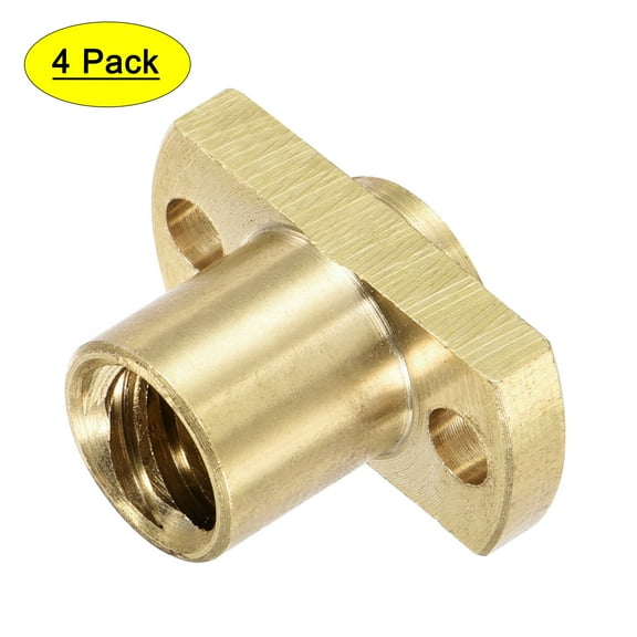 T8 Screw Trapezoidal Nut 2mm Pitch 8mm for 3D Printer Brass Tone 4Pcs