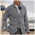 thumbnail image 2 of DHFJKG Men's Casual Knit Sweater Jackets Long Sleeve Stand Collar Three Button-Up Knitwear Coat With Pockets Solid Color Comfort Outerwear, 2 of 4
