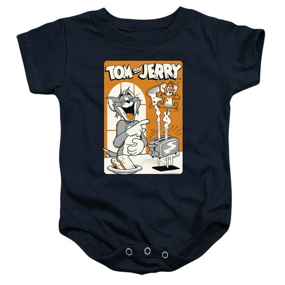 Tom And Jerry Toast! Unisex Infant Snap Suit for Baby (18 Months) Navy