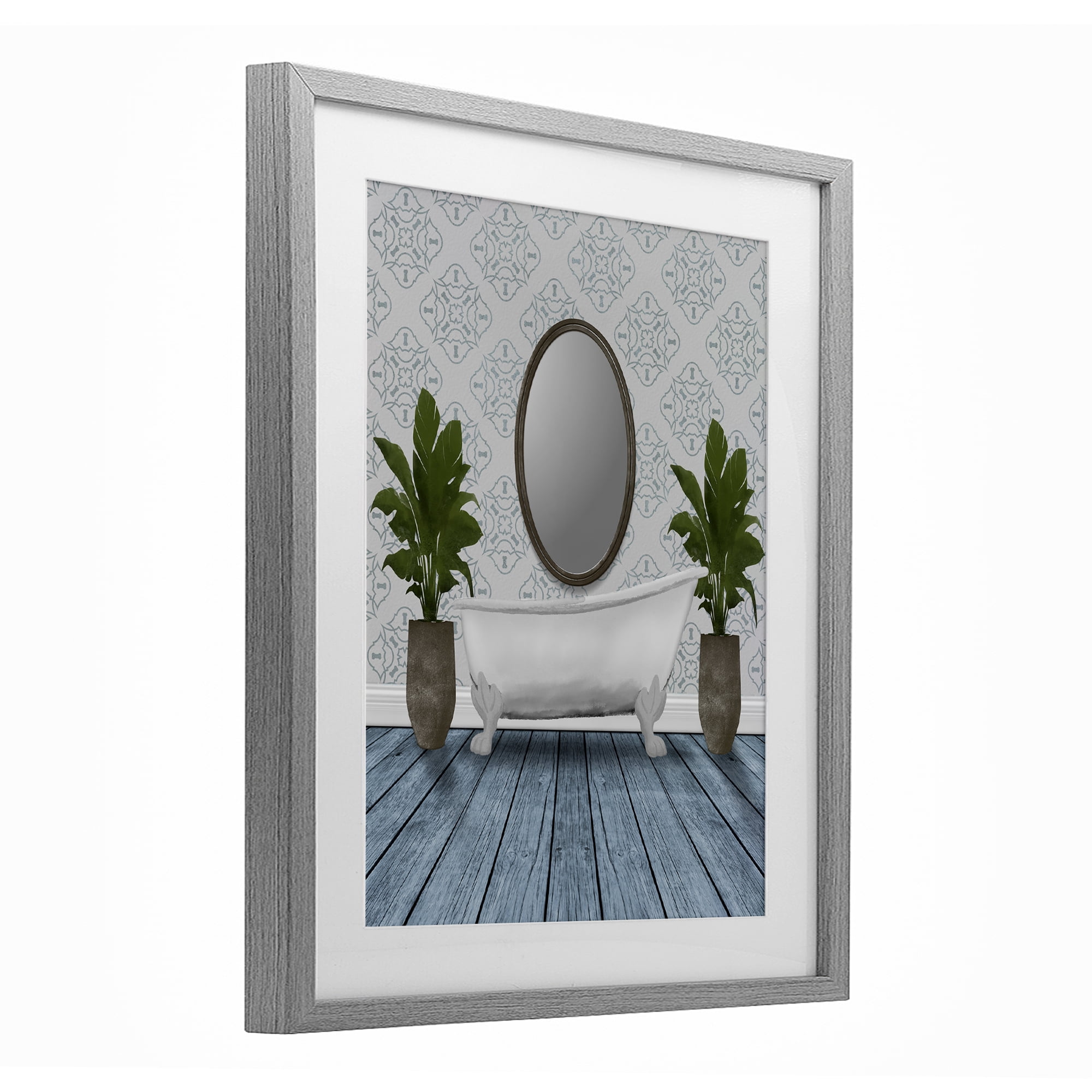 Stupell Industries Restful Wash Bathtub Gray Framed Print Under Glass, design by Marcus Prime