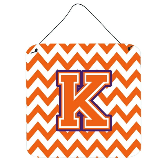 Letter K Chevron Orange and Regalia Wall or Door Hanging Prints