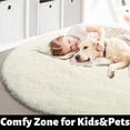 thumbnail image 4 of Nvzi Ivory Round Rug for Bedroom,Fluffy Circle Rug 23.6*23.6in,Shaggy Circular Rug for Nursery Room,Fuzzy Plush Rug for Dorm, 4 of 5