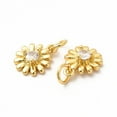 thumbnail image 2 of 20pcs Rack Plating Brass Cubic Zirconia Flower Pendants with Jump Ring Long-Lasting Plated Cadmium Free & Lead Free Daisy Charm Real 18K golden Plated 11.5x9x3.5mm Hole: 3.6mm, 2 of 2