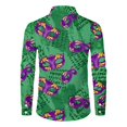 thumbnail image 4 of Fgvctg Mardi Gras Button Up Shirt Men Carnival Party Long Sleeve Cotton Button Down Blouse Collared Oversized Mask Print Shirt Fashion Business Casual Tops Turquoise XL, 4 of 5