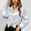 thumbnail image 2 of blouses for women womens blouses dressy casual spring blouses women floral print New Spring And Summer Fashionable And Casual Women's Satin Imitation Silk Long Sleeved Shirt, 2 of 5