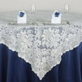 thumbnail image 4 of BalsaCircle 90" x 90" Ivory Square Flower Lace Table Overlays Wedding Party Tablecloth, 4 of 4