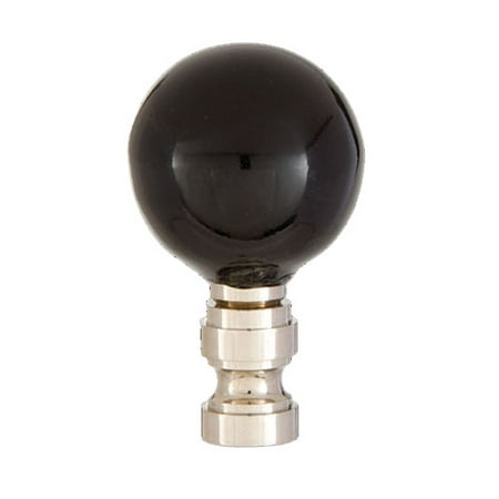 Smooth Pineapple Finials - B&P Lamp® Smooth Ceramic Design, Black Ball Finial, Solid Brass Nickel Plated Brass Base