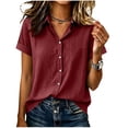 thumbnail image 6 of Women's Short Sleeve Button Down Shirt Casual Stretch Blouse with Collar, 6 of 6