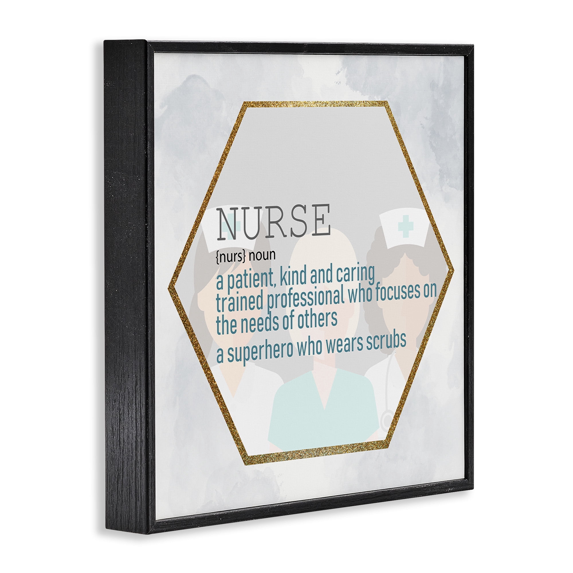 Stupell Industries Nurse Professional Definition Typography Painting Black Framed Art Print Wall Art, 24 x 24