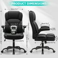 thumbnail image 2 of COOLHUT Bige and Tall Executive Office Chair 400lbs, Ergonomic PU Leather Computer Desk Chair with Flip-Up Armrests, Comfy Heavy Duty Office Chair for Home Office Gaming, Black, 2 of 12