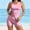 Pink, variant on YHAJDS Womens Solid Color Tankini Set Round Neck Modest Two Piece Swimsuit Summer