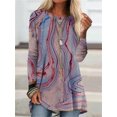 thumbnail image 1 of Camiseta de manga larga con estampado creativo para mujer, Tops informales de cuello redondo, sudadera holgada de algodón de calle, 1 of 3