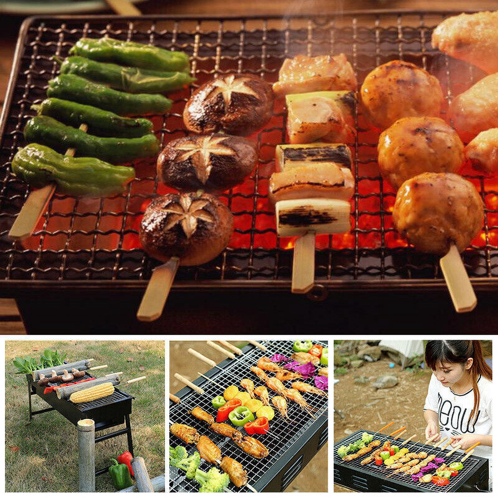 SHANNA Charcoal Grills Portable BBQ Griddle, Foldable Kabob Barbecue with Storage Shelf for Outdoor Hibachi BBQ Lamb Skewer Camping Barbecue Grill in Garden Backyard Party Picnic Travel