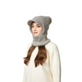 thumbnail image 5 of Linnome Plush Hat and Scarf Integrated Knit Cap Warm Winter Accessory for Cold Weather Daily Use and Outdoor Adventures, 5 of 7
