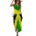 thumbnail image 2 of Jamaica Flag, Jamaican Flag Dress Summer Street Style Bohemia Long Dresses Female Sleeveless Printed Maxi Dress, 2 of 9