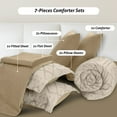 thumbnail image 2 of JUSTLET Comforter Set 7 Pieces Bed in a Bag, Beige Reversible Tufted Bedding Set with Comforter, Fitted Sheet, Flat Sheet, Pillow Shams, Pillowcases, Queen, 2 of 9