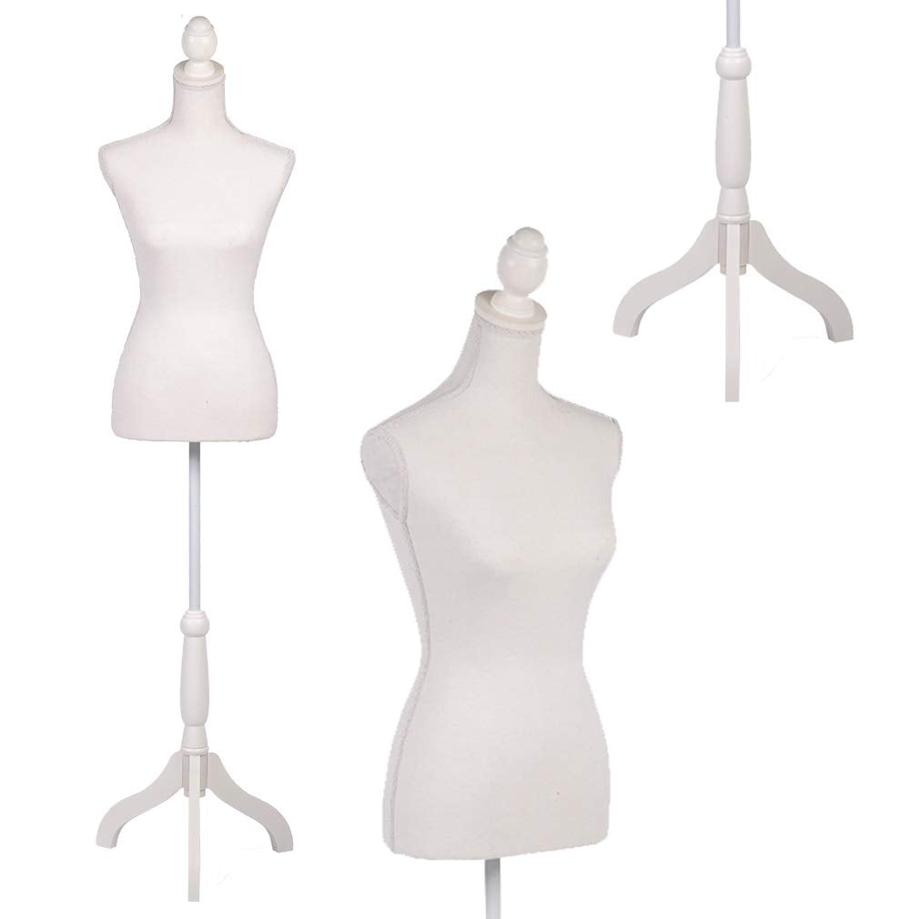White ZENY Female Dress Form Mannequin Body Torso Display with 60-67 Inch Height Adjustable Tripod Stand 