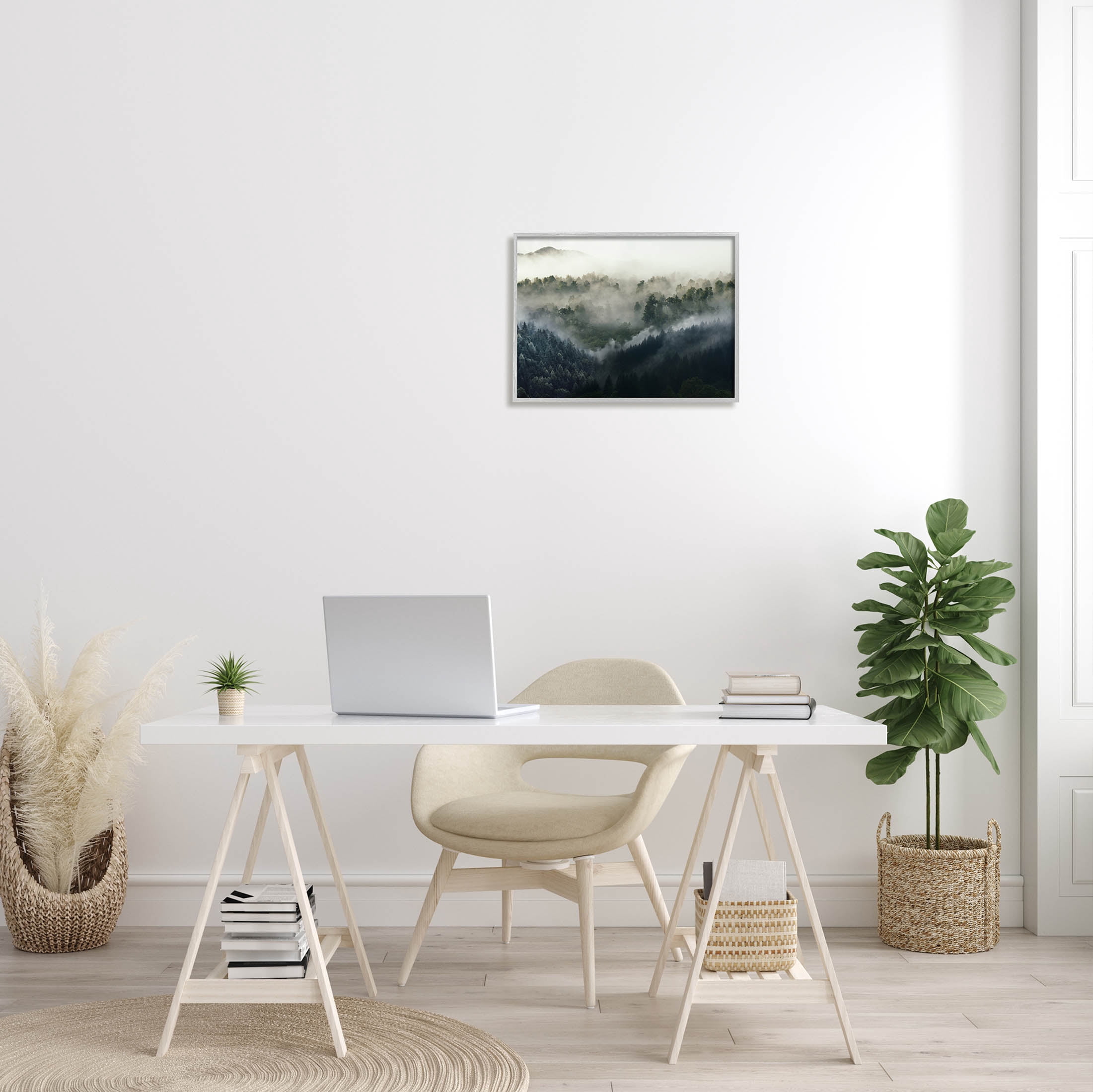 Stupell Industries Foggy Green Mountain Peaks Photograph Gray Framed Art Print Wall Art, Design by Ziwei Li