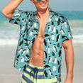 thumbnail image 7 of Sikiie Penguins Print Men's Hawaiian Shirt, Summer Beach Button Pocket Short Sleeve T-Shirt,Large, 7 of 7