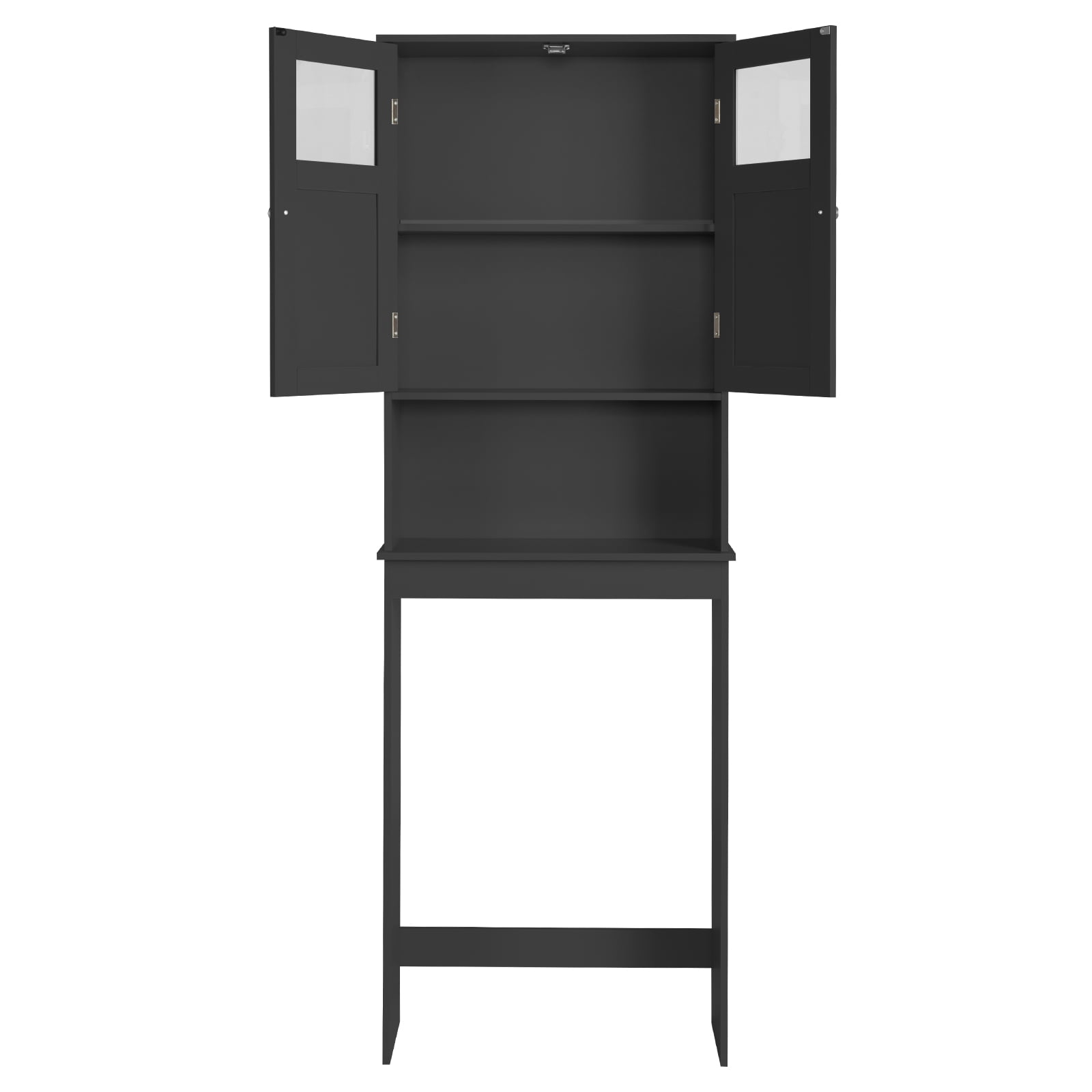 2-Door 3-Tier Toilet Cabinet MDF Melamine-Faced Bathroom Vanity, Black 23.23*8.66*66.93in