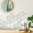 thumbnail image 6 of RoomMates 6" x 6" White Marble Hexagon Peel and Stick Tiles for Bathroom 4 Pack, 6 of 8