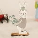 thumbnail image 5 of Adorno de escritorio de madera con forma de conejo de Pascua, regalo exquisito, decoración para el aula y el hogar. Sosteniendo Flor, 5 of 9