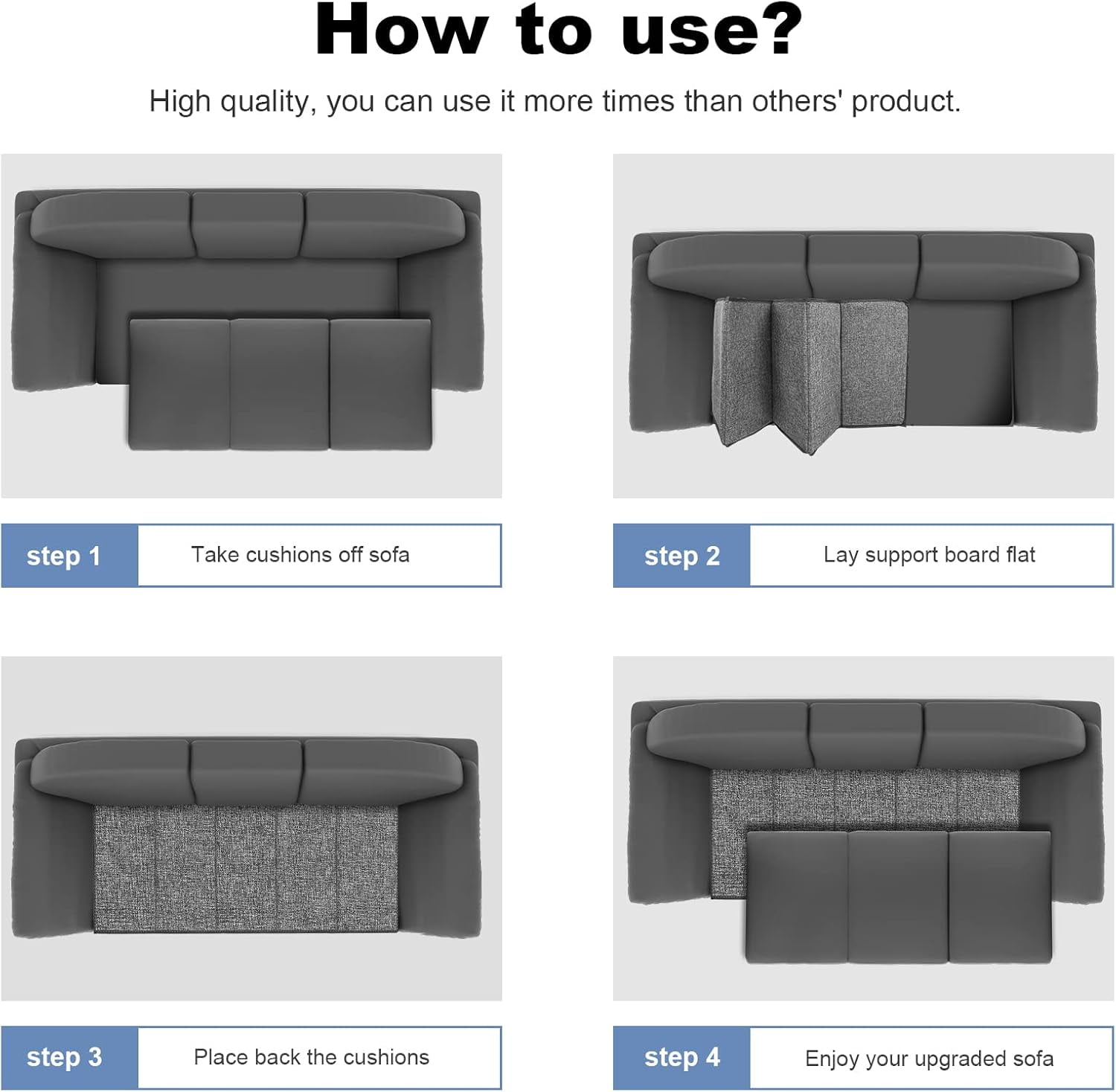 Couch Cushion Support for Sagging Seat - Sofa Saver Protector Insert Board for Sagging Cushions,Sofa Replacement Parts Fit Loveseats with Non-Slip Durable Surface & Extra Thick MDF 17" x 44"