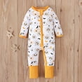 thumbnail image 2 of LIIPEE Boys Onesie Halloween Cartoon Pumpkin Ghost Printed Long Sleeve Round Neck Zip Up Jumpsuit Classic Weekend One-Pieces,White,0-3 Months, 2 of 6