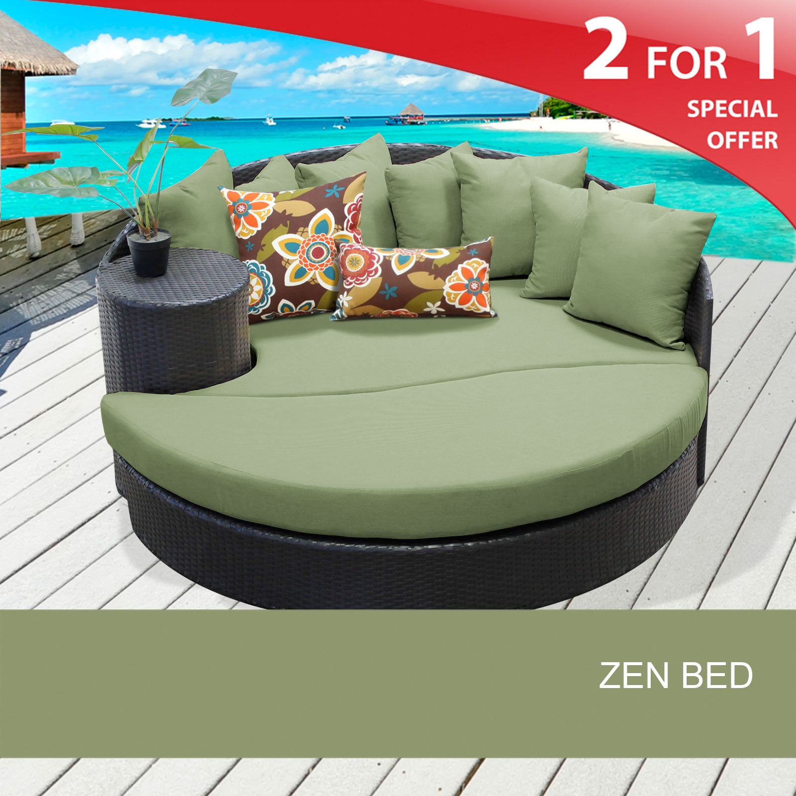 Zen Circular Sun Bed Outdoor Wicker Patio Furniture Com