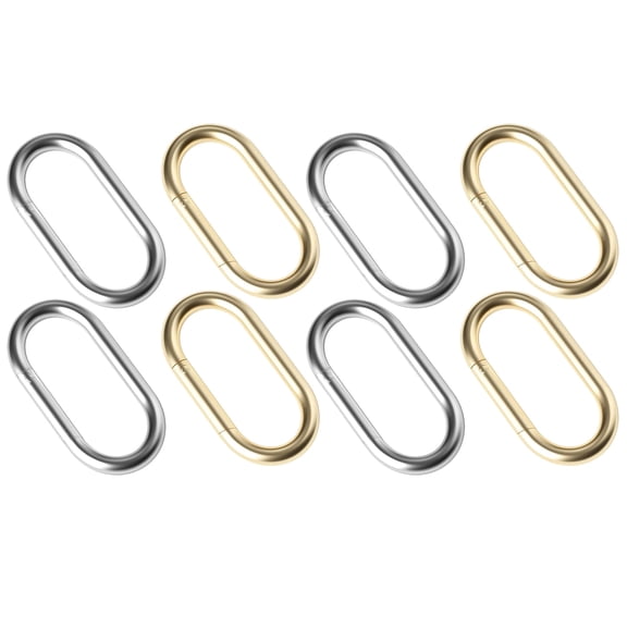 8Pcs Gold KeyChain Clip & Spring O Ring - Purse & Carabiner Clip for Keys, Bag, Handbag, Crafts - 1.97"x0.98" - Gold & Silver