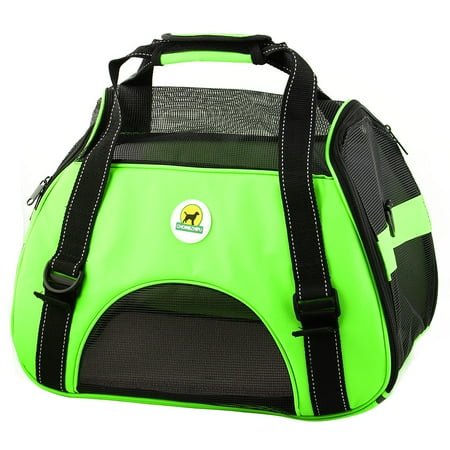 - Pet Dog Faux Leather Carrier Travel Tote Trolley Luggage Bag Case Cage Green
