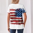 thumbnail image 3 of Iaqnaocc 4th Of July Shirts for Women Summer Button V Neck Vintage T Shirt Independence Day American Flag Stars Striped Freedom Short Sleeve Tee Tops Deep Red XXXL, 3 of 3